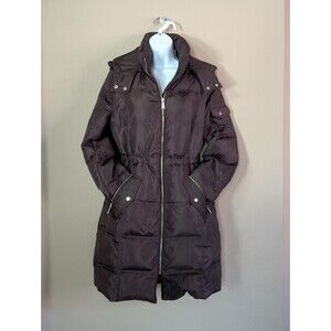 Saks Fifth Avenue Brown Women’s Down Puffer Coat Jacket Size XS Removable Hood